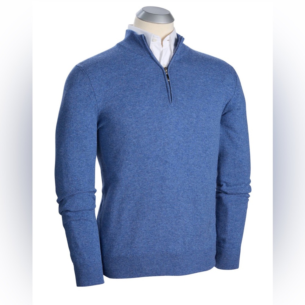 Maglificio Bartolini Extra Merino Wool Q- Zipper Blue Turtleneck Sweater